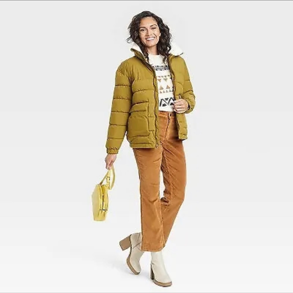 Women's Puffer Jacket - Universal Thread Olive Green M